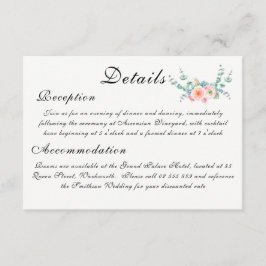 Watercolor Flower Wedding Informatiekaartje