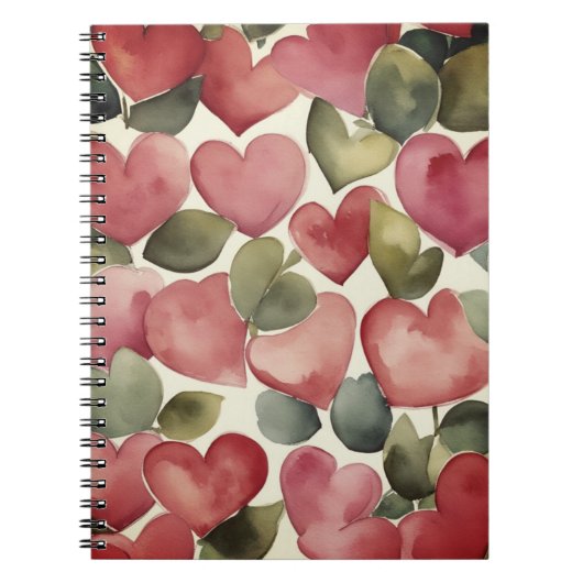 Watercolor. Flowering Hearts Notitieboek (Voorkant)