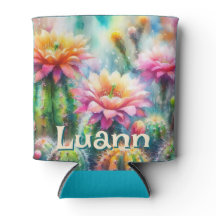Watercolor Flowering Succulent Cacti Personalized