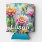 Watercolor Flowering Succulent Cacti Personalized Blikjeskoeler (Achterkant)