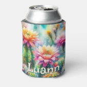 Watercolor Flowering Succulent Cacti Personalized Blikjeskoeler (Blikje Achterkant)