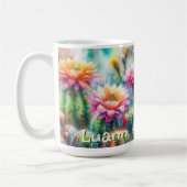 Watercolor Flowering Succulent Cacti Personalized Koffiemok (Links)