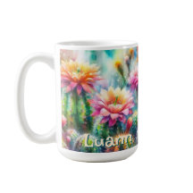 Watercolor Flowering Succulent Cacti Personalized