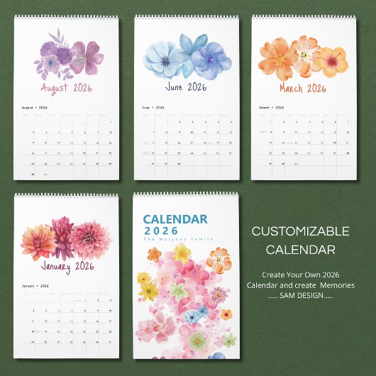 Watercolor Flowers 2026 Calendar | Elegant Floral  Kalender