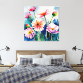 Watercolor Flowers - 3 - Canvas (Insitu (Slaapkamer))