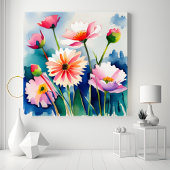 Watercolor Flowers - 3 - Canvas