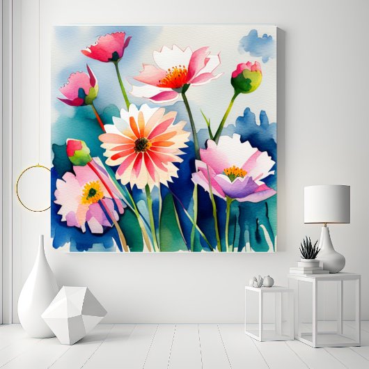 Watercolor Flowers - 3 - Canvas