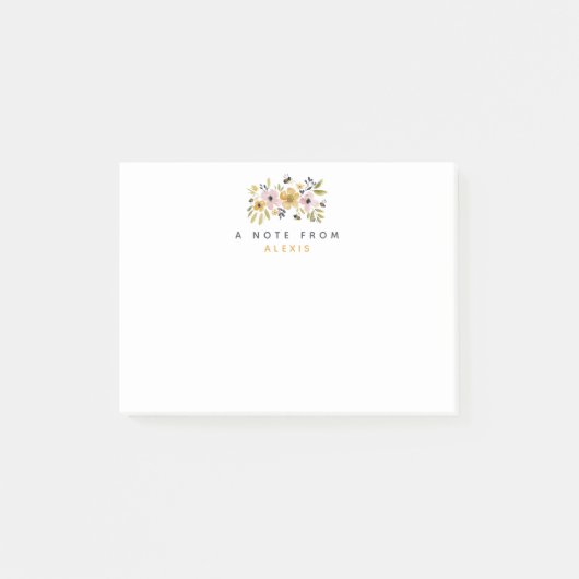 Watercolor Flowers & Bees Personalized Post-it® Notes (Voorkant)