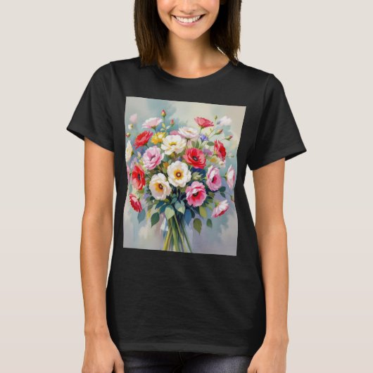 Watercolor flowers bouquet T-shirt  (Voorkant)