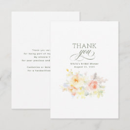 Watercolor Flowers Bridal Shower Thank You Bedankkaart
