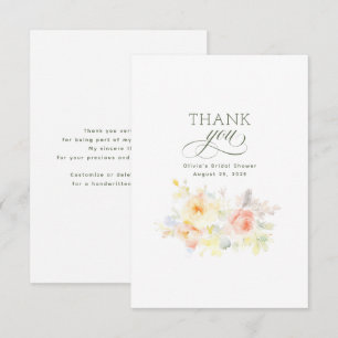 Watercolor Flowers Bridal Shower Thank You Bedankkaart