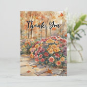 Watercolor Flowers Chrysanthemum  Birthday Party  Bedankkaart (Staand voorkant)
