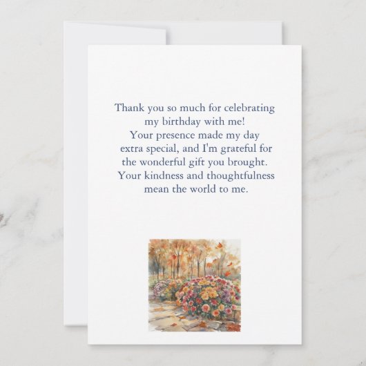 Watercolor Flowers Chrysanthemum  Birthday Party  Bedankkaart (Achterkant)