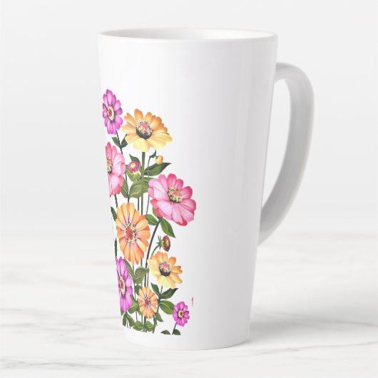 Watercolor Flowers Design-34063 Latte Mok (Rechterhoek)