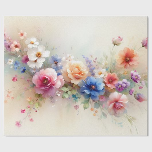 Watercolor Flowers Elegant Modern Template Gift Cadeaupapier (Vlak)