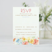 Watercolor Flowers Elegant Wedding RSVP (Staand voorkant)