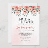 Watercolor Flowers Peach Color Boho Bridal Shower Kaart (Voorkant)