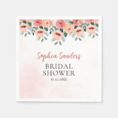 Watercolor Flowers Peach Color Boho Bridal Shower Servet (Voorkant)
