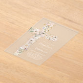watercolor flowers pink cross Baptism Invitation Acryl Uitnodigingen (Laagn)