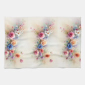 Watercolor Flowers Purple Yellow Red Blue Green Theedoek (Horizontaal)