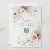 Watercolor Flowers Typography Script Save The Date (Achterkant)