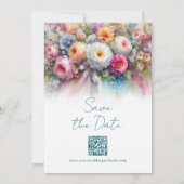 Watercolor Flowers Typography Script Save The Date (Achterkant)