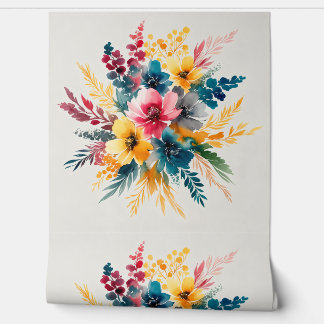 Watercolor flowers vintage behang