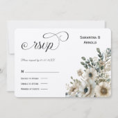Watercolor Flowers Wedding RSVP Kaart (Voorkant)
