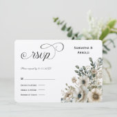 Watercolor Flowers Wedding RSVP Kaart (Staand voorkant)