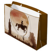 Watercolor Flying Cowboy Groot Cadeauzakje (Achterkant Gekanteld)