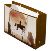 Watercolor Flying Cowboy Groot Cadeauzakje (Voorkant Gekanteld)