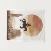 Watercolor Flying Cowboy Wandkleed (Voorkant (horizontaal))