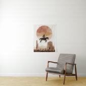 Watercolor Flying Cowboy Wandkleed (In situ)