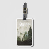 Watercolor Foggy Pine Trees  Bagagelabel (Voorkant (verticaal))