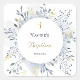 watercolor foliage Baptism Vierkante Sticker