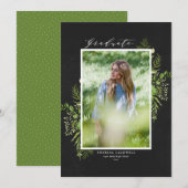 Watercolor Foliage Chalkboard Photo Graduation Aankondiging (Voorkant / Achterkant)