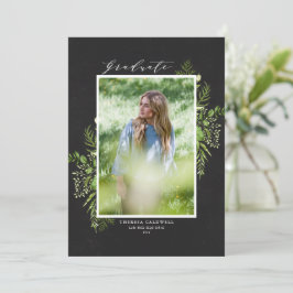 Watercolor Foliage Chalkboard Photo Graduation Aankondiging