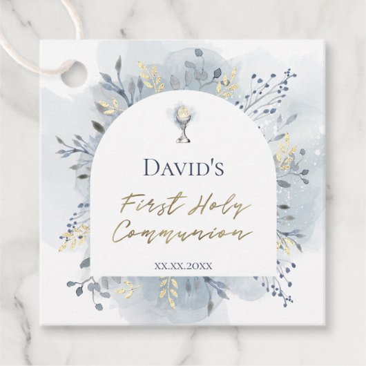 watercolor foliage First Communion Bedankjes Labels (Voorkant)