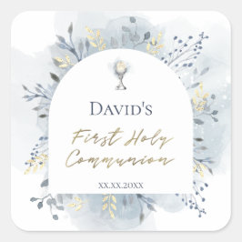 watercolor foliage First Communion Vierkante Sticker