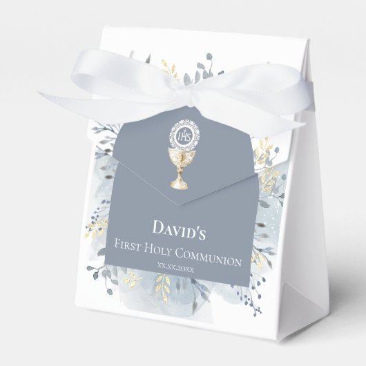 watercolor foliage First Holy Communion Bedankdoosjes (Voorkant Zijde)