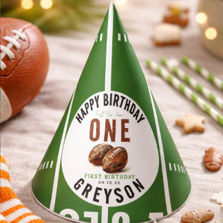 Watercolor Football First Year Down | 1st Birthday Feesthoedjes