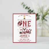 Watercolor Football Red Cheap 1st Birthday Invite (Staand voorkant)