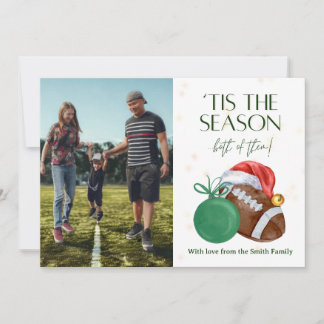 Watercolor Football Season Christmas Card [green] Feestdagenkaart