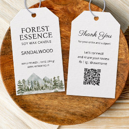 Watercolor Forest Candle Editable Product Hang Tag Cadeaulabel