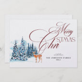 Watercolor Forest Christmas Card Kaart (Voorkant / Achterkant)