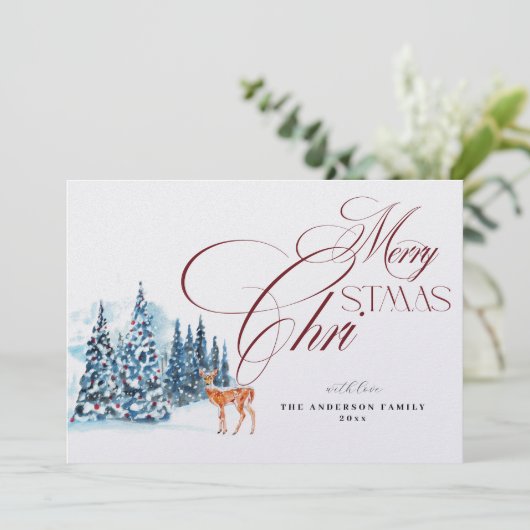 Watercolor Forest Christmas Card Kaart (Staand voorkant)