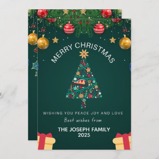 Watercolor forest Merry Christmas Holiday Cards Feestdagenkaart