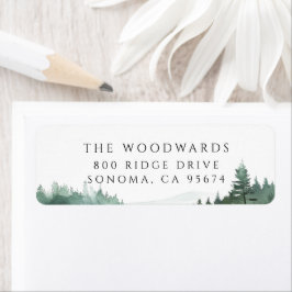 Watercolor Forest Mountain Lake  Etiket