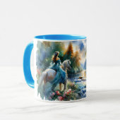 Watercolor Forest River Horsewoman Dreamscape Mok (Voorkant links)