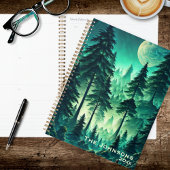 Watercolor Forest with Full Moon Planner